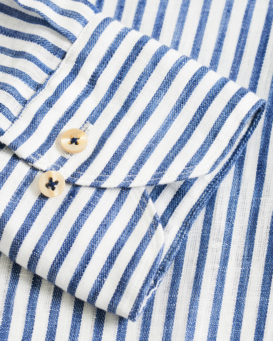 Herre | Skjorter | Stenströms | Slimline Striped Fullspread Linen Shirt Blue/White