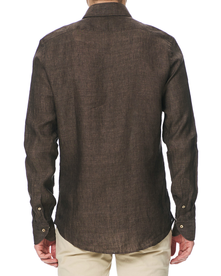Herre | Skjorter | Stenströms | Slimline Linen Cut Away Shirt Brown