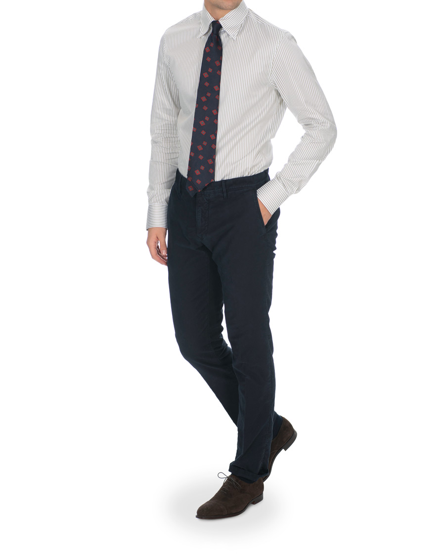 Herre | Skjorter | Stenströms | Slimline Striped Twill Button Down Shirt Green