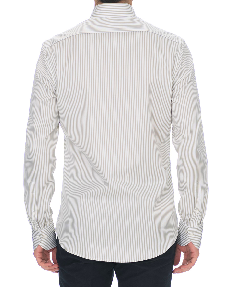 Herre | Skjorter | Stenströms | Slimline Striped Twill Button Down Shirt Green