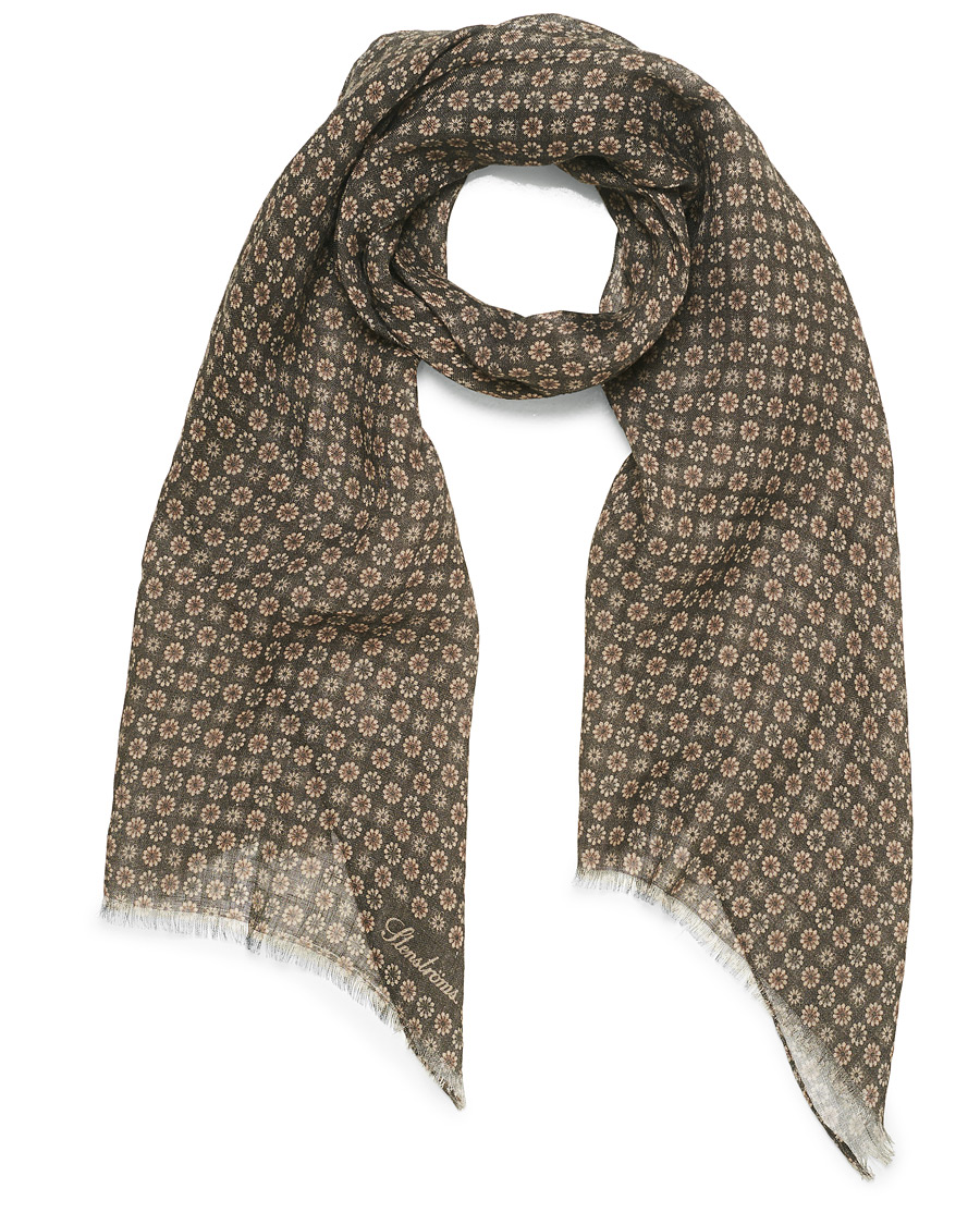 Herre | Stenströms Printed Linen Scarf Brown | Stenströms | Printed Linen Scarf Brown
