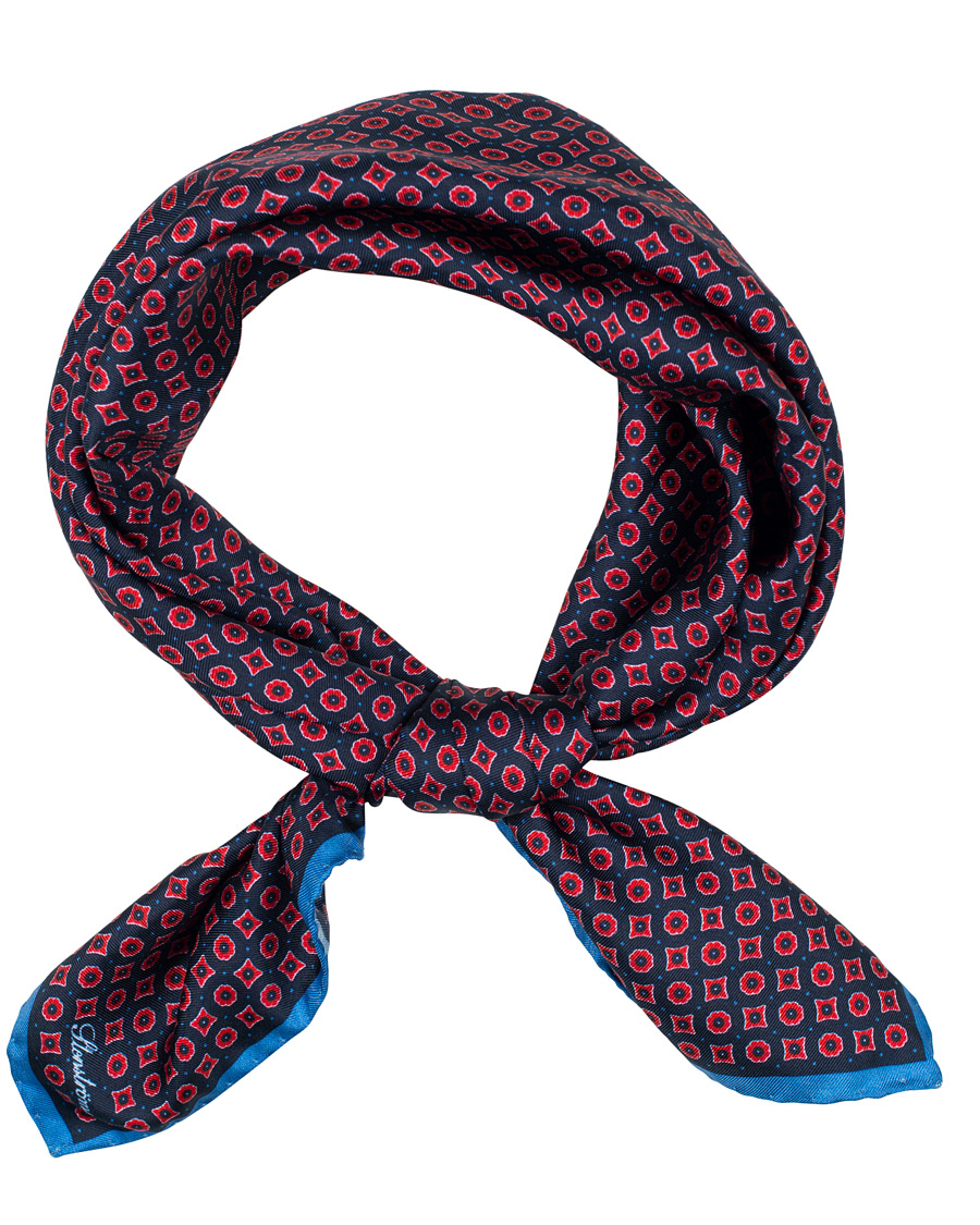 Herre | Stenströms Printed Silk Bandana Navy/Red | Stenströms | Printed Silk Bandana Navy/Red