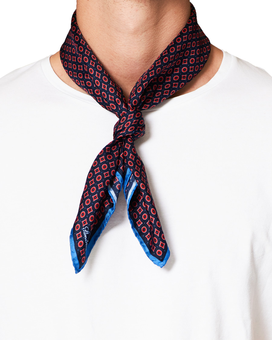 Herre | Stenströms Printed Silk Bandana Navy/Red | Stenströms | Printed Silk Bandana Navy/Red