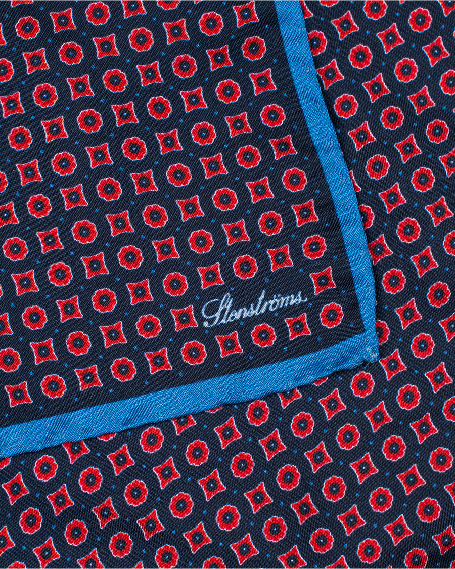 Herre | Stenströms Printed Silk Bandana Navy/Red | Stenströms | Printed Silk Bandana Navy/Red
