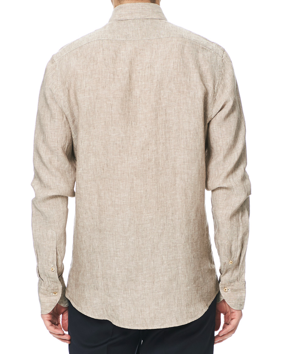 Herre | Skjorter | Stenströms | Slimline Button Down Linen Shirt Beige
