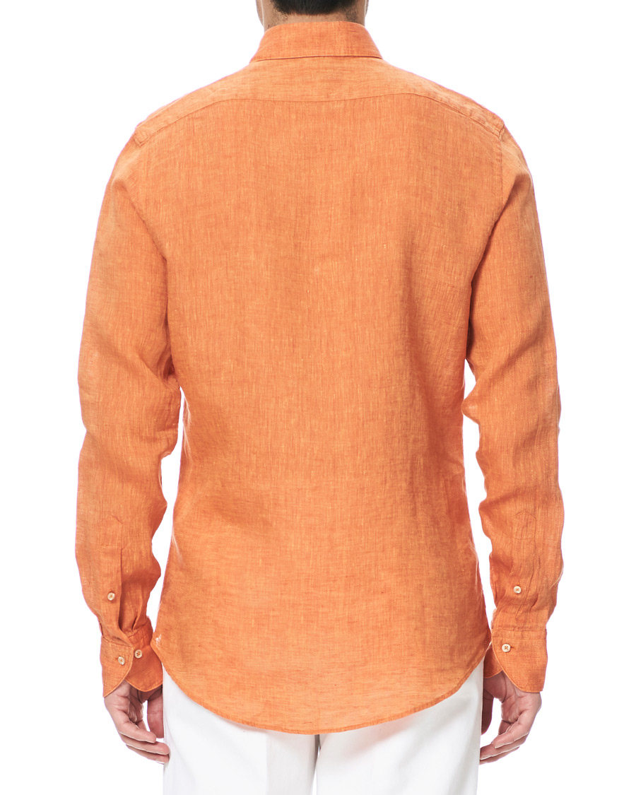 Herre | Skjorter | Stenströms | Slimline Button Down Linen Shirt Orange