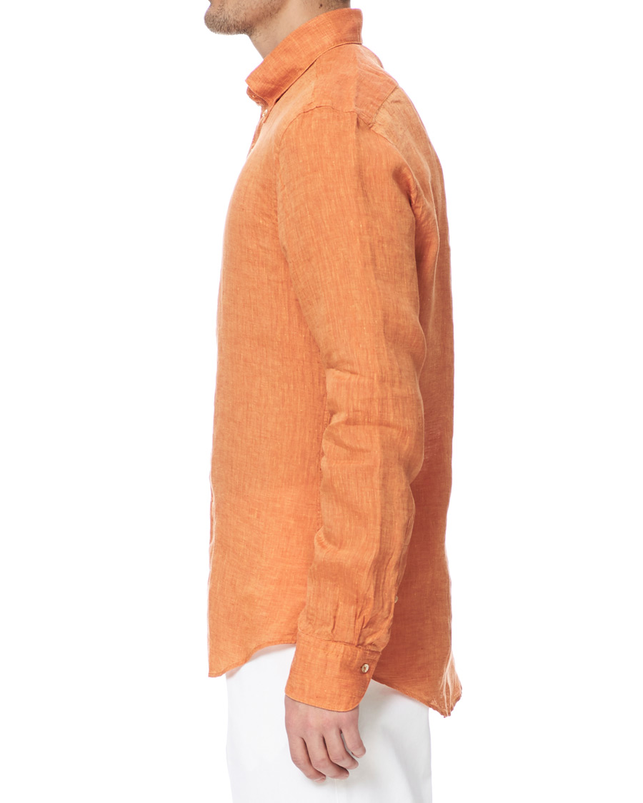 Herre | Skjorter | Stenströms | Slimline Button Down Linen Shirt Orange