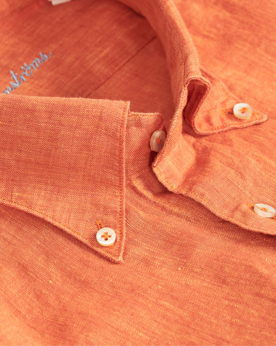 Herre | Skjorter | Stenströms | Slimline Button Down Linen Shirt Orange