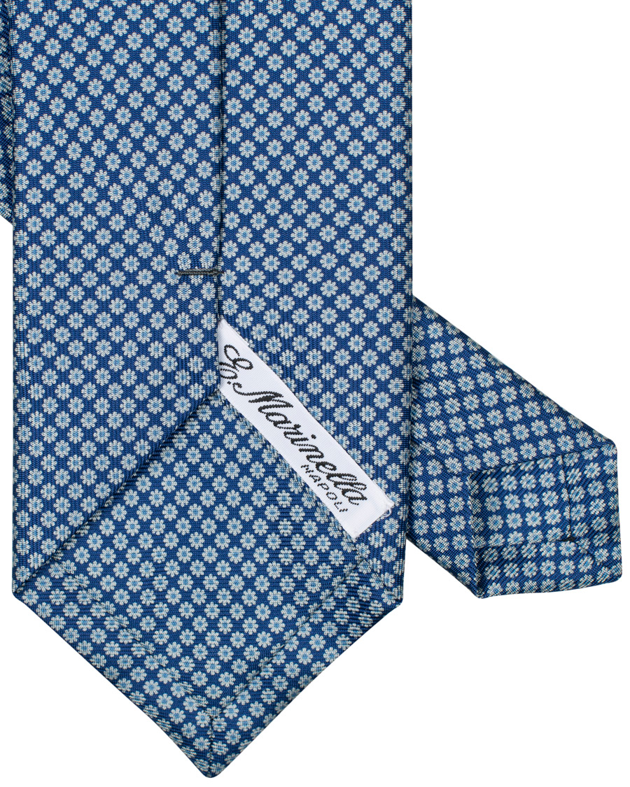 Herre | | E. Marinella | 3-Fold Printed Micro Flower 8 cm Silk Tie Dark Blue