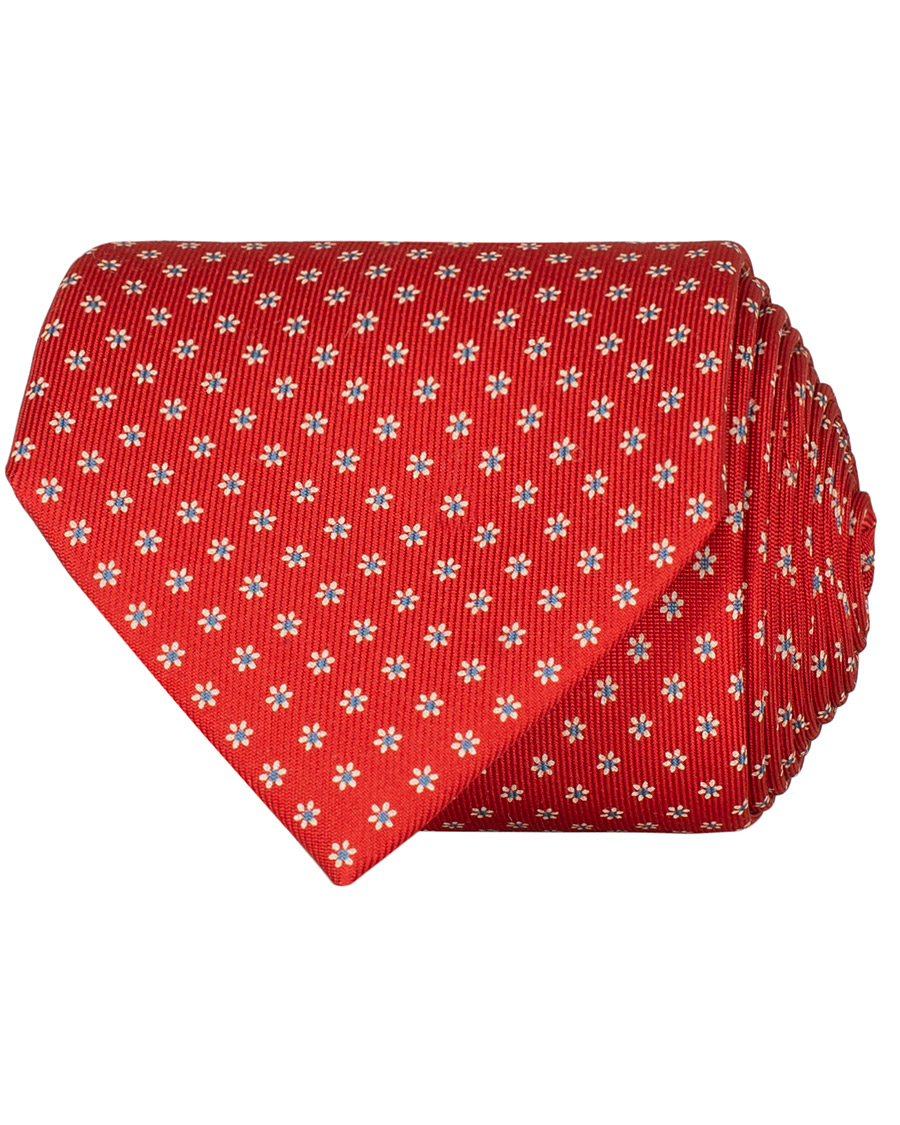 Herre | E. Marinella 3-Fold Printed Dots 8 cm Silk Tie Orange | E. Marinella | 3-Fold Printed Dots 8 cm Silk Tie Orange