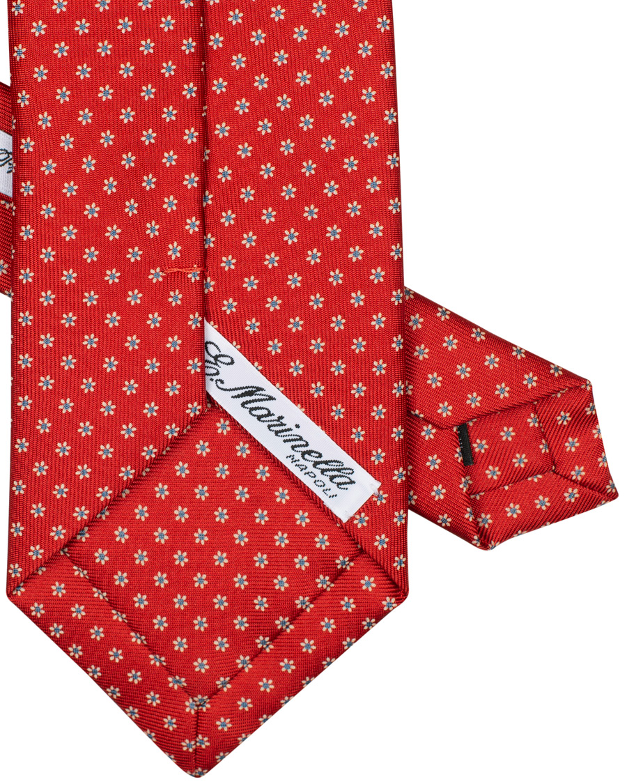 Herre | E. Marinella 3-Fold Printed Dots 8 cm Silk Tie Orange | E. Marinella | 3-Fold Printed Dots 8 cm Silk Tie Orange