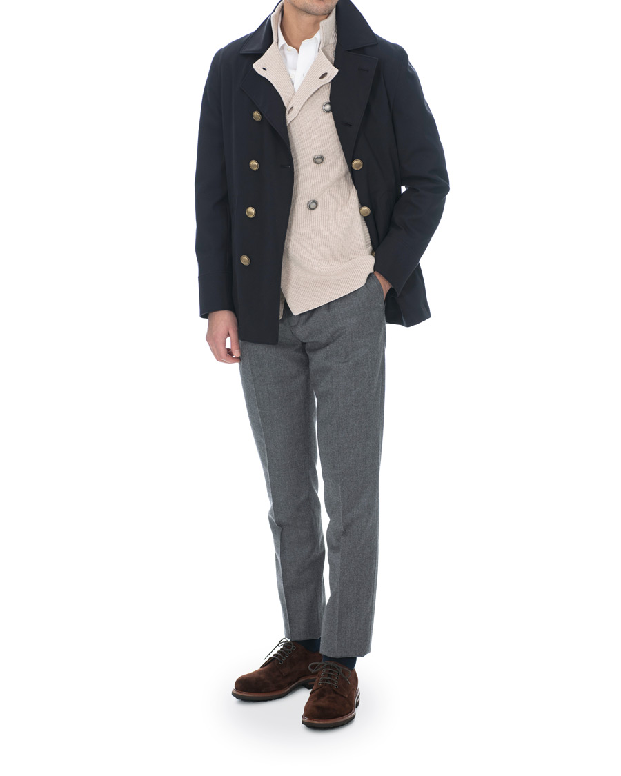 Herre | Jakker | Brunello Cucinelli | Double Crepe Cotton Coat Dark Navy