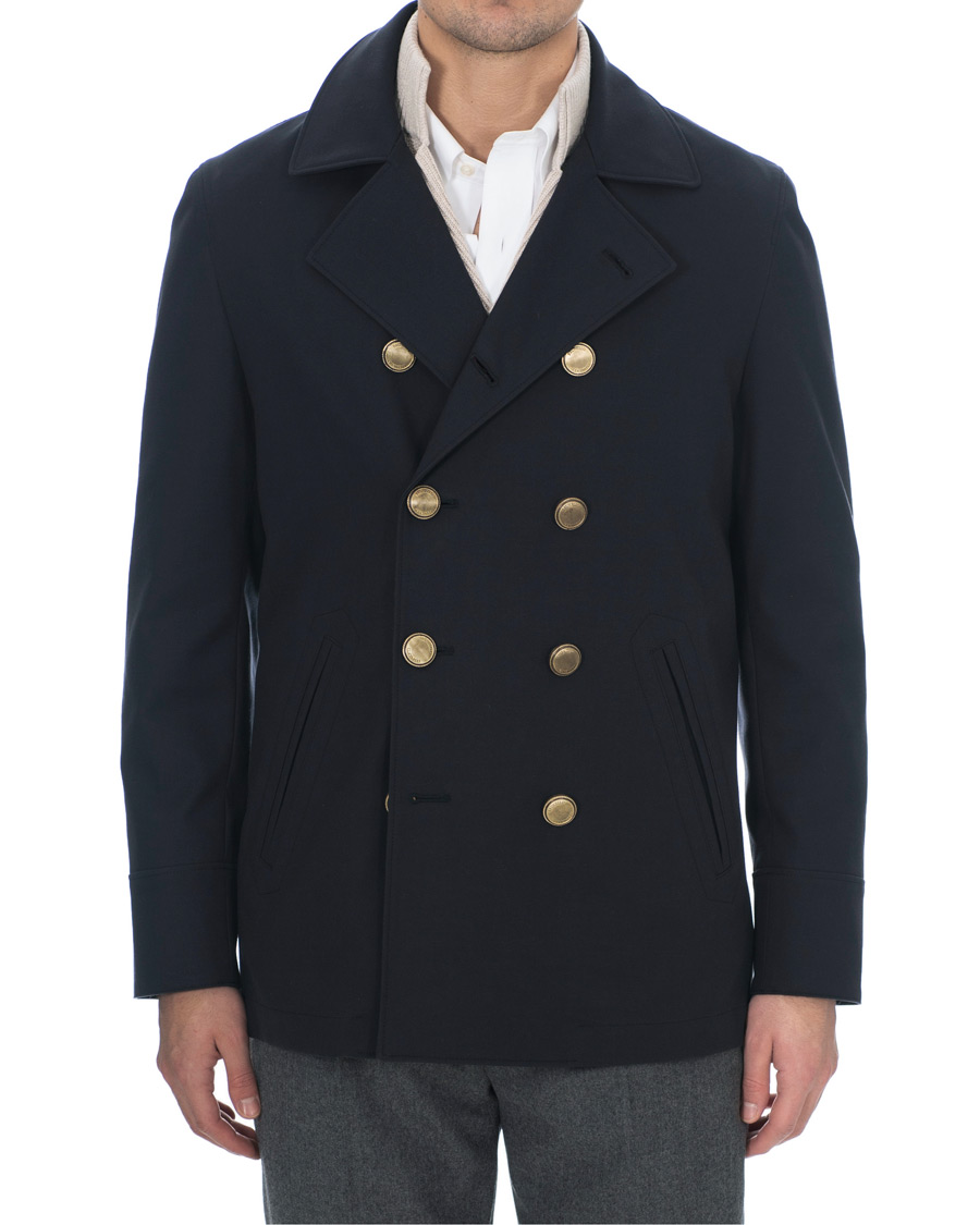 Herre | Jakker | Brunello Cucinelli | Double Crepe Cotton Coat Dark Navy