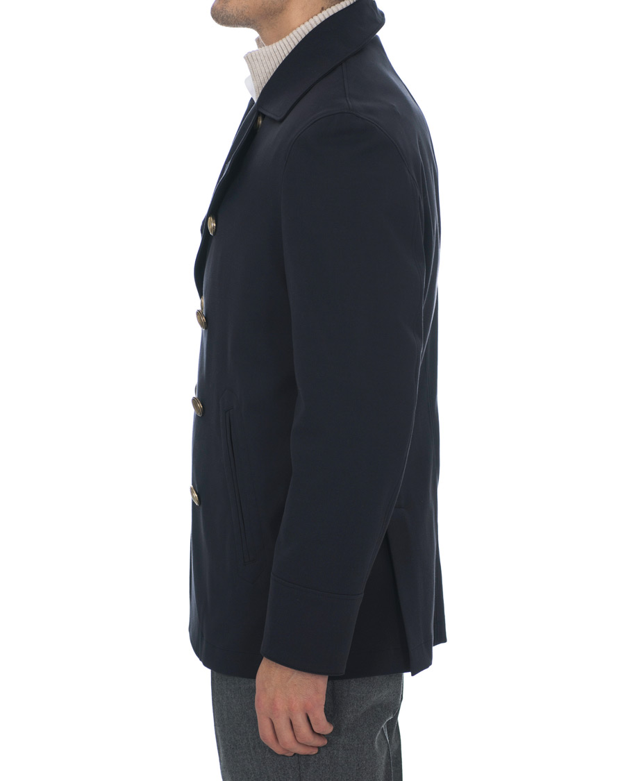 Herre | Jakker | Brunello Cucinelli | Double Crepe Cotton Coat Dark Navy
