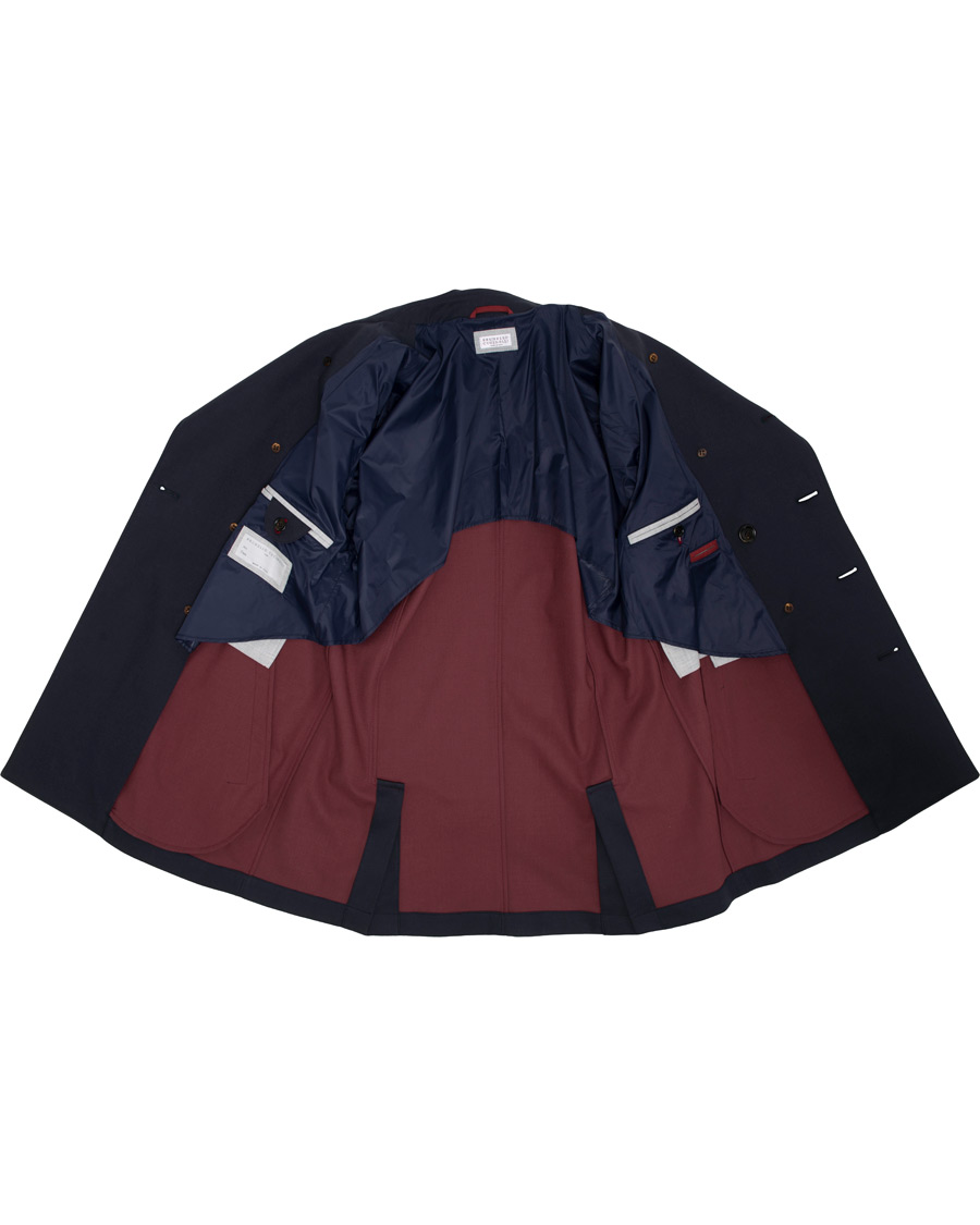 Herre | Jakker | Brunello Cucinelli | Double Crepe Cotton Coat Dark Navy