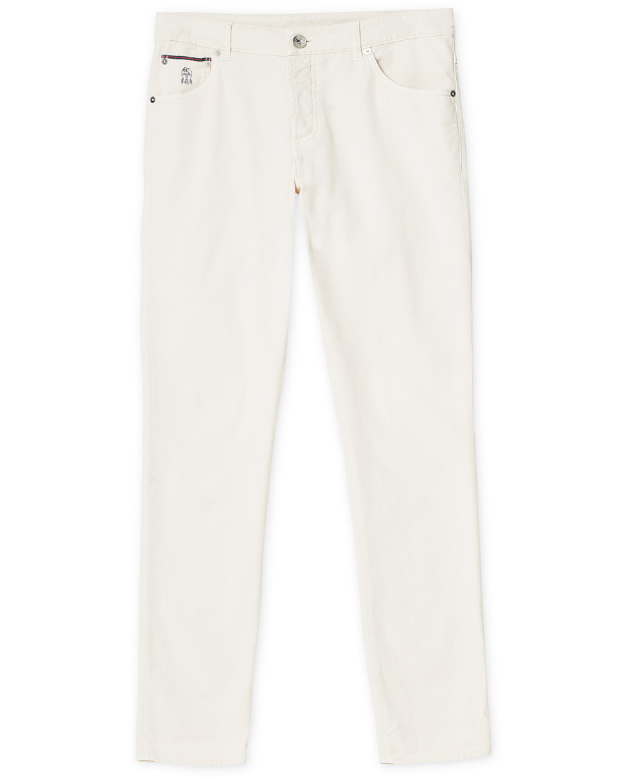 Herre | Bukser | Brunello Cucinelli | Slim Fit 5-Pocket Cotton Twill Pants Off White