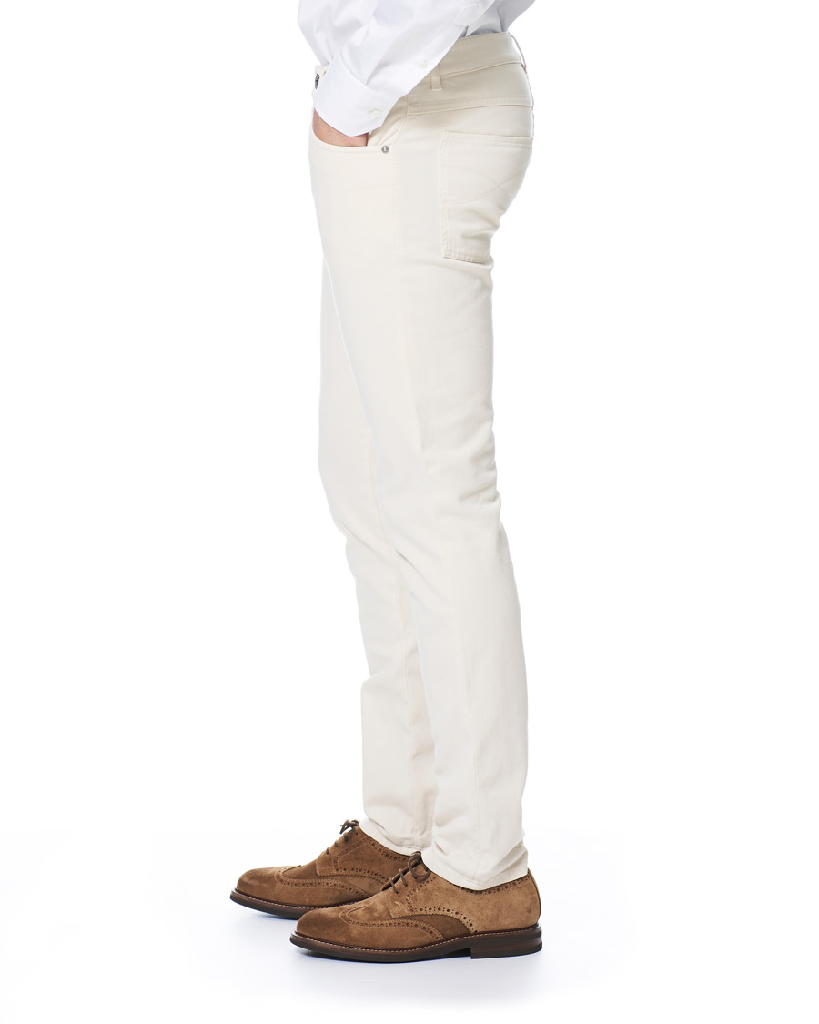 Herre | Bukser | Brunello Cucinelli | Slim Fit 5-Pocket Cotton Twill Pants Off White