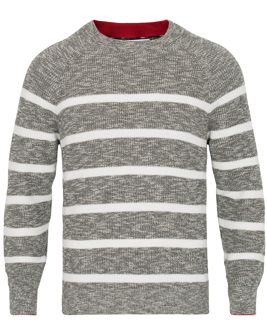 Herre | Gensere | Brunello Cucinelli | Melange Striped Cotton Sweater Grey/White