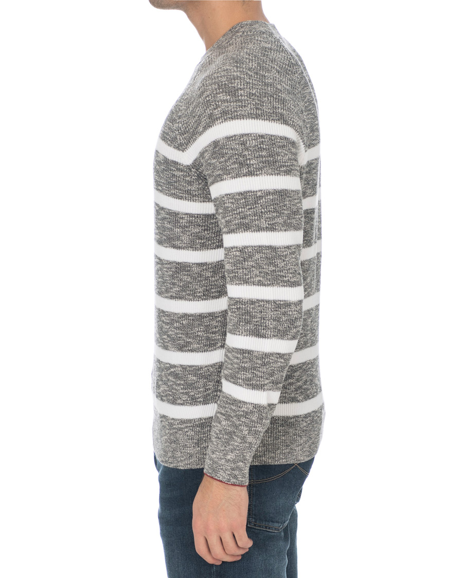 Herre | Gensere | Brunello Cucinelli | Melange Striped Cotton Sweater Grey/White