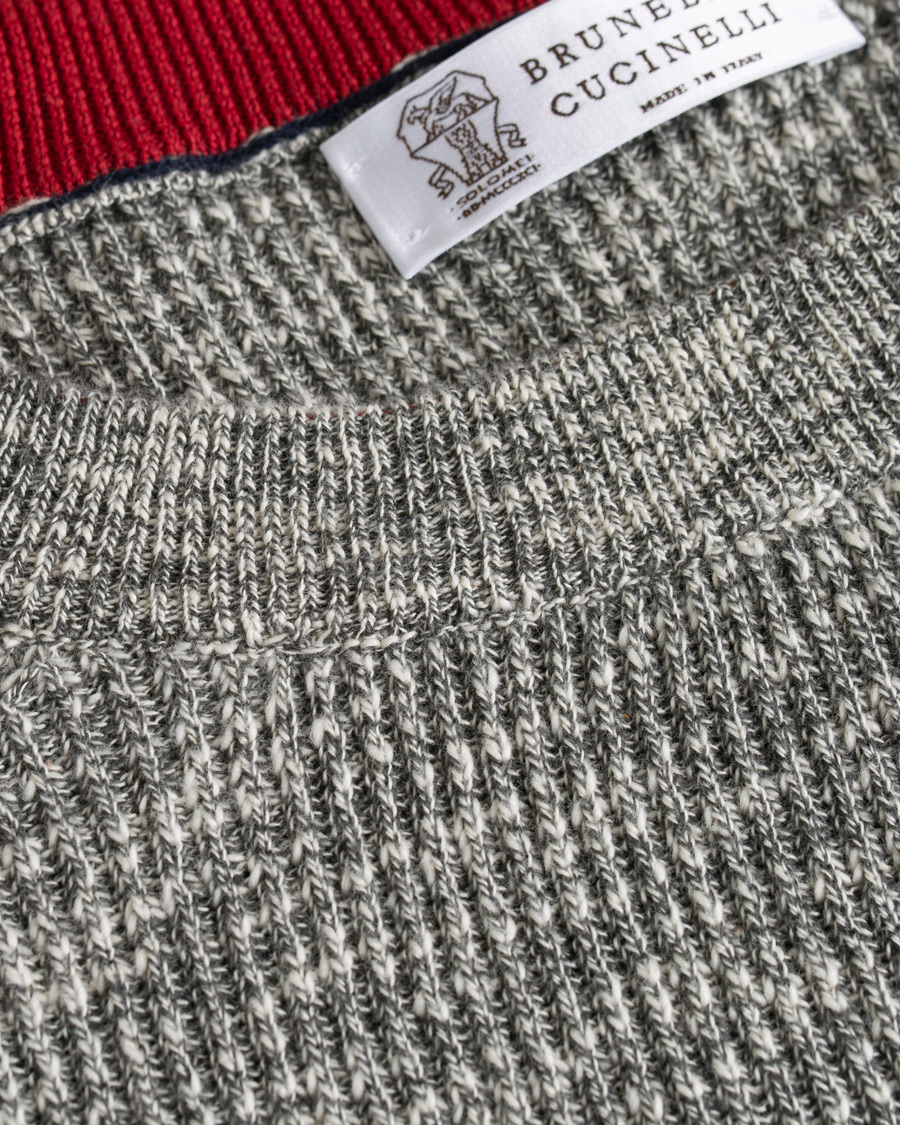 Herre | Gensere | Brunello Cucinelli | Melange Striped Cotton Sweater Grey/White
