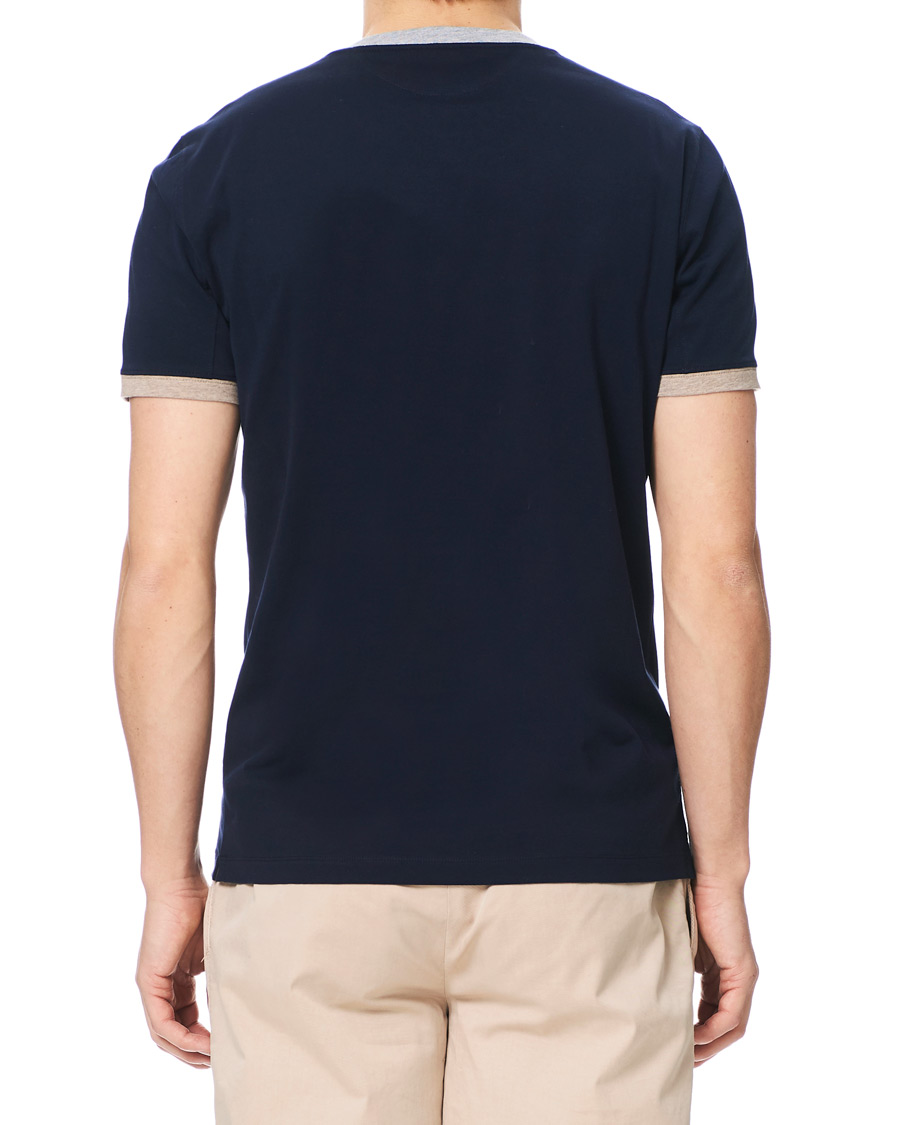 Herre | T-Shirts | Brunello Cucinelli | Contrast Collar Short Sleeve T-Shirt Navy/Grey