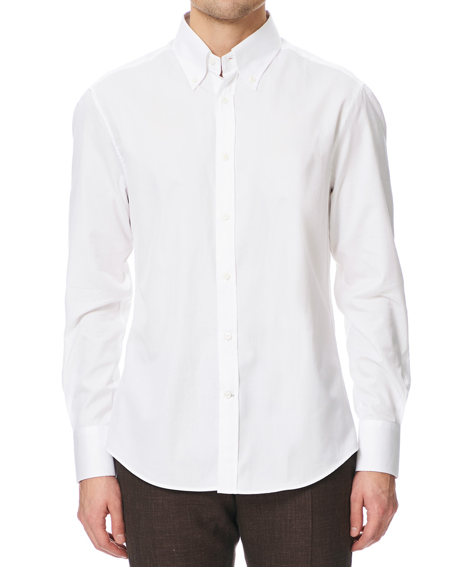 Herre | Skjorter | Brunello Cucinelli | Twill Cotton Button Down Shirt White