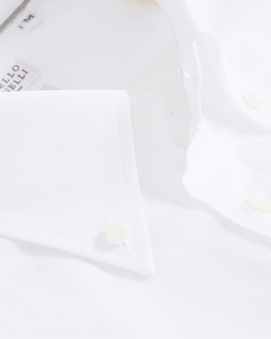 Herre | Skjorter | Brunello Cucinelli | Twill Cotton Button Down Shirt White