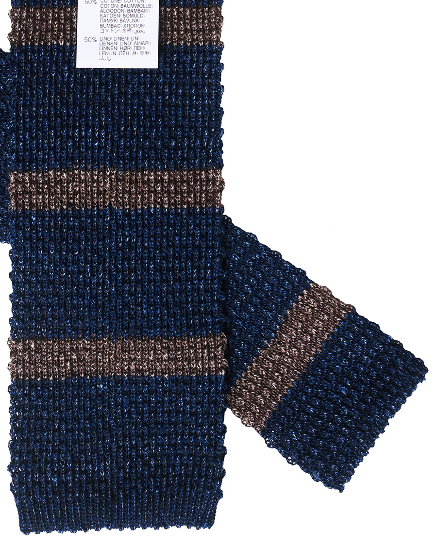 Herre | Brunello Cucinelli Striped Knitted Tie Navy/Brown | Brunello Cucinelli | Striped Knitted Tie Navy/Brown