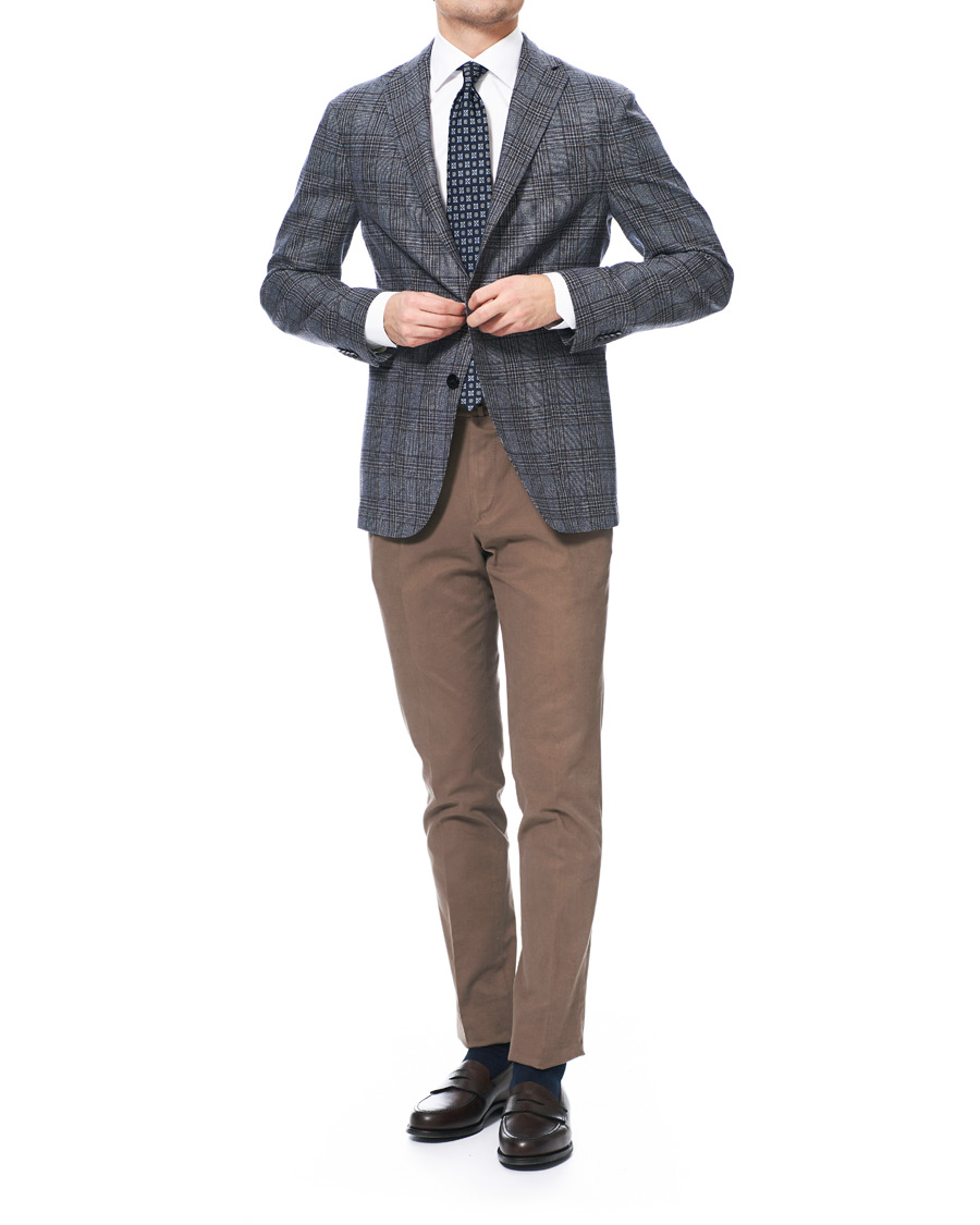 Herre | Dressjakker | Boglioli | K Jacket Multicolour Overcheck Blazer Dark Blue
