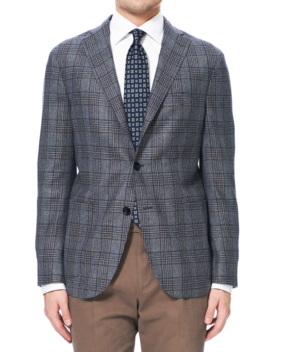 Herre | Dressjakker | Boglioli | K Jacket Multicolour Overcheck Blazer Dark Blue