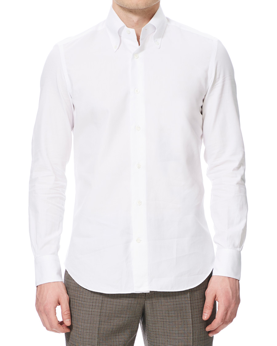 Herre | Skjorter | Mazzarelli | Soft Oxford Button Down Shirt White