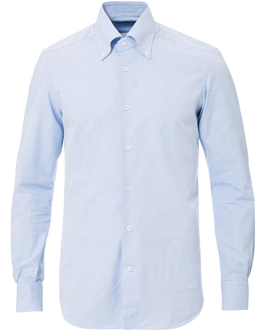 Herre | Skjorter | Mazzarelli | Soft Oxford Button Down Shirt Light Blue