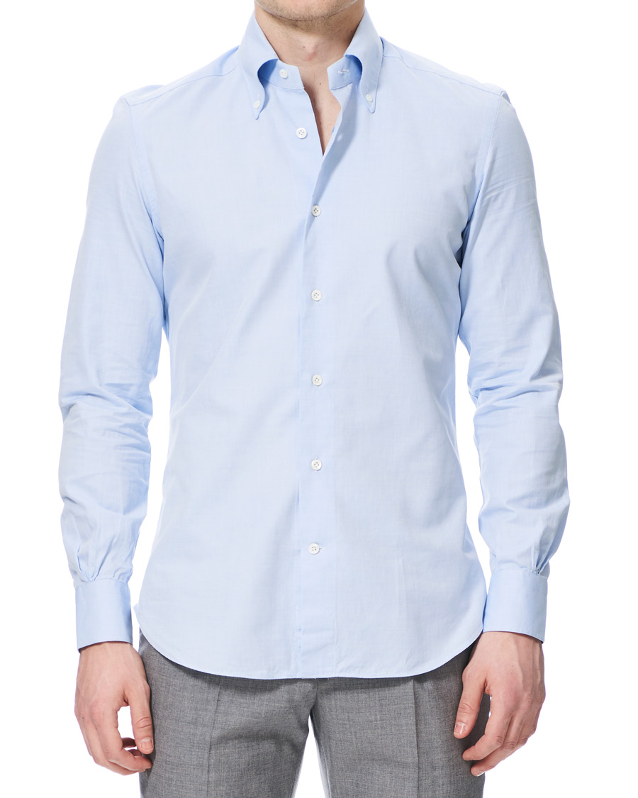Herre | Skjorter | Mazzarelli | Soft Oxford Button Down Shirt Light Blue