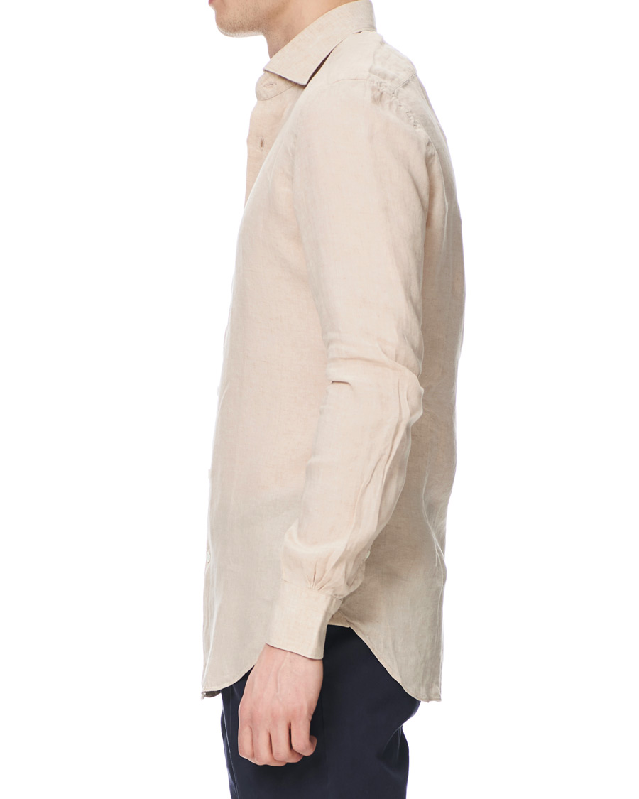 Herre | Skjorter | Mazzarelli | Linen Cut Away Shirt Sand