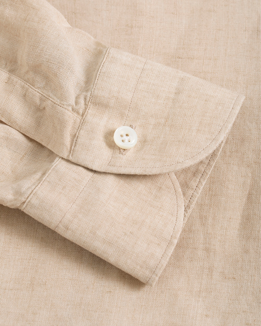 Herre | Skjorter | Mazzarelli | Linen Cut Away Shirt Sand