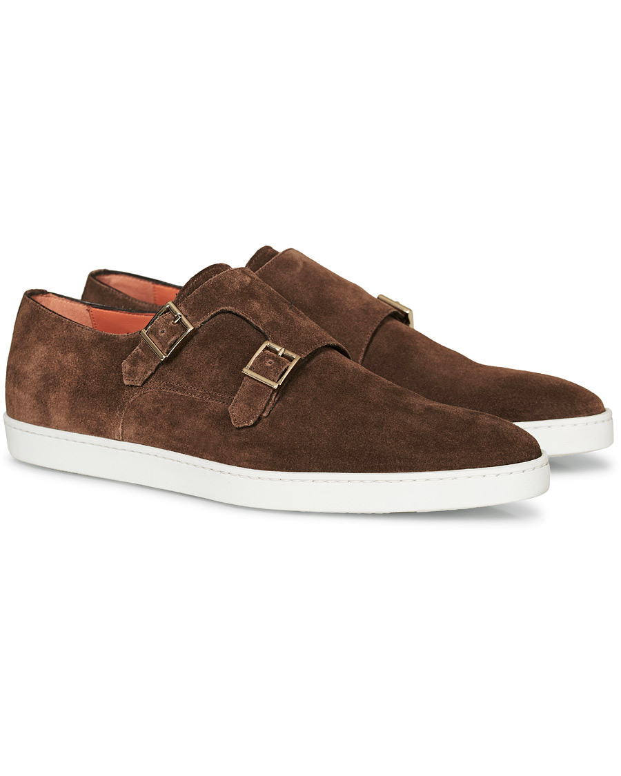 Herre | Santoni Double Monk Shoe Brown Suede | Santoni | Double Monk Shoe Brown Suede
