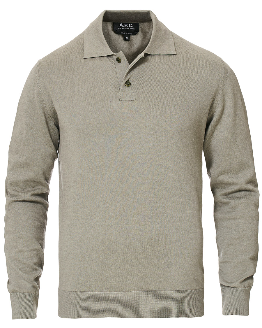 Herre | Gensere | A.P.C. | Aymar Cotton Cashmere Knitted Polo Kaki Clair