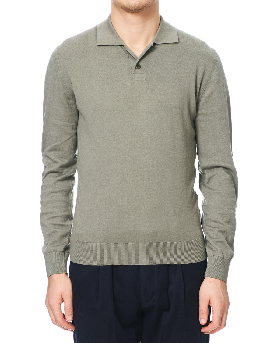 Herre | Gensere | A.P.C. | Aymar Cotton Cashmere Knitted Polo Kaki Clair
