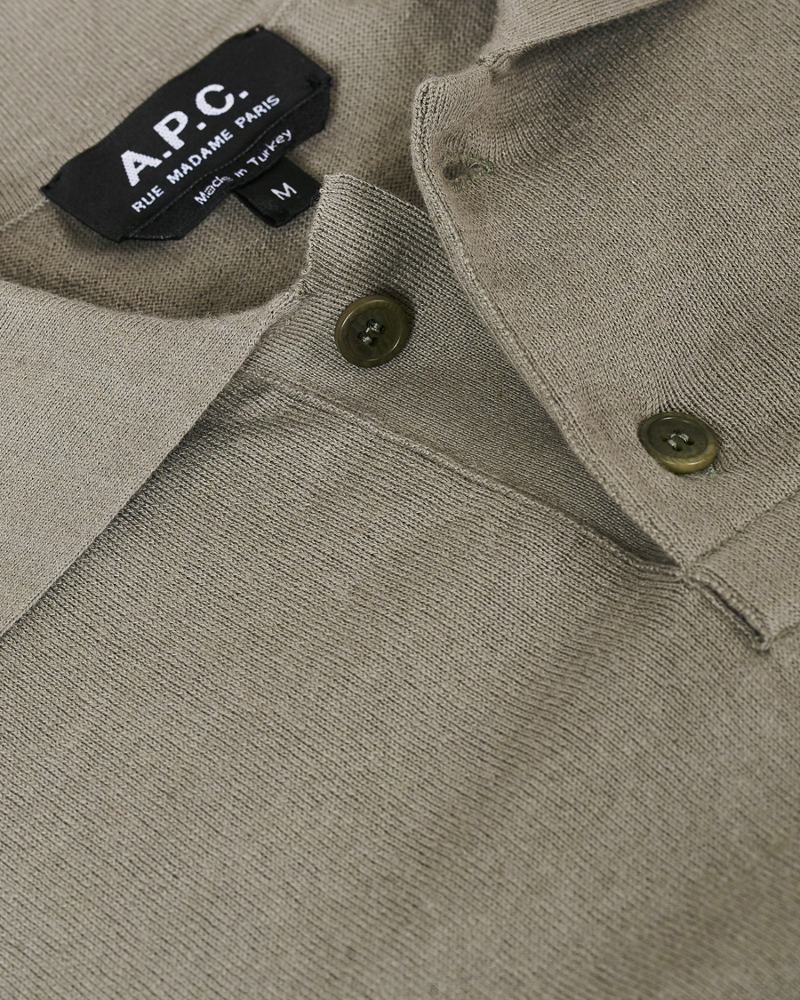 Herre | Gensere | A.P.C. | Aymar Cotton Cashmere Knitted Polo Kaki Clair