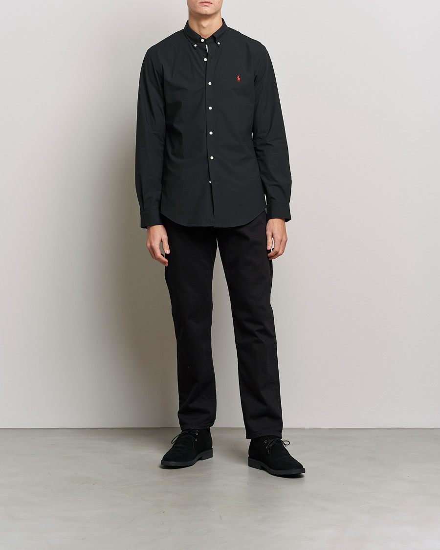 Herre | Skjorter | Polo Ralph Lauren | Slim Fit Shirt Poplin Polo Black