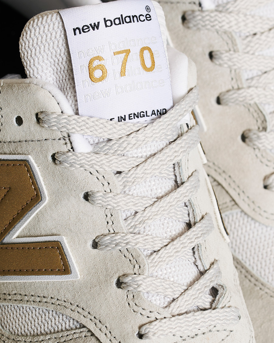 Herre | New Balance Made in England 670 Sneaker White/Gold | New Balance | Made in England 670 Sneaker White/Gold
