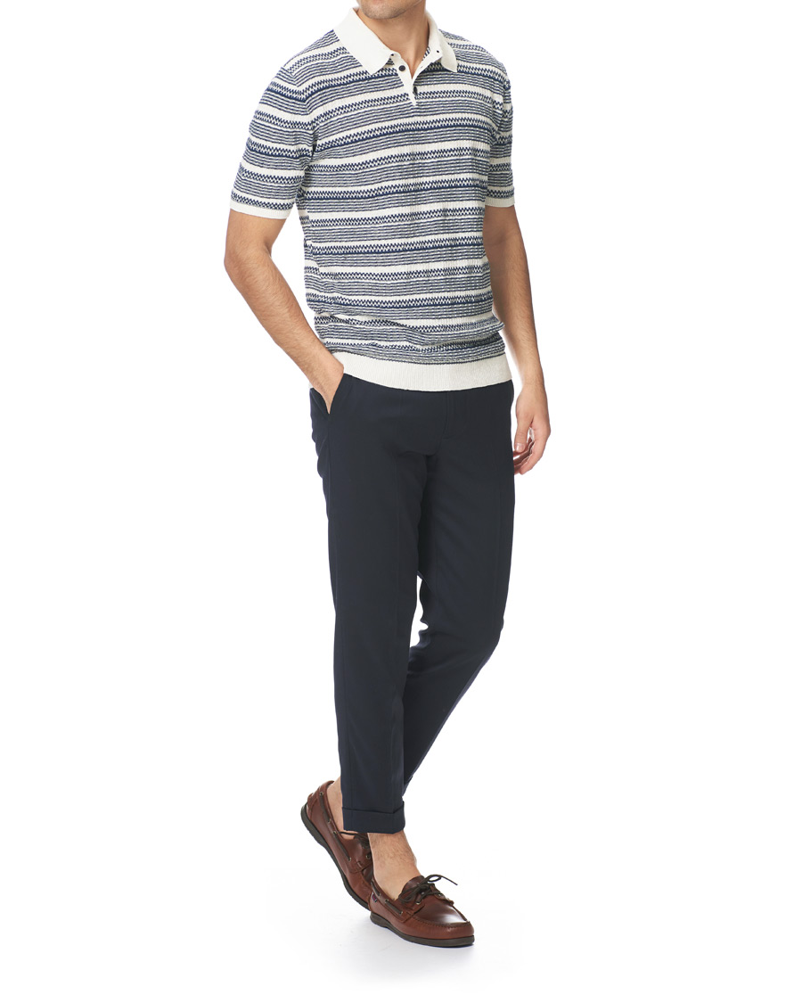 Herre | Pikéer | Altea | Jacquard Knitted Polo White/Blue