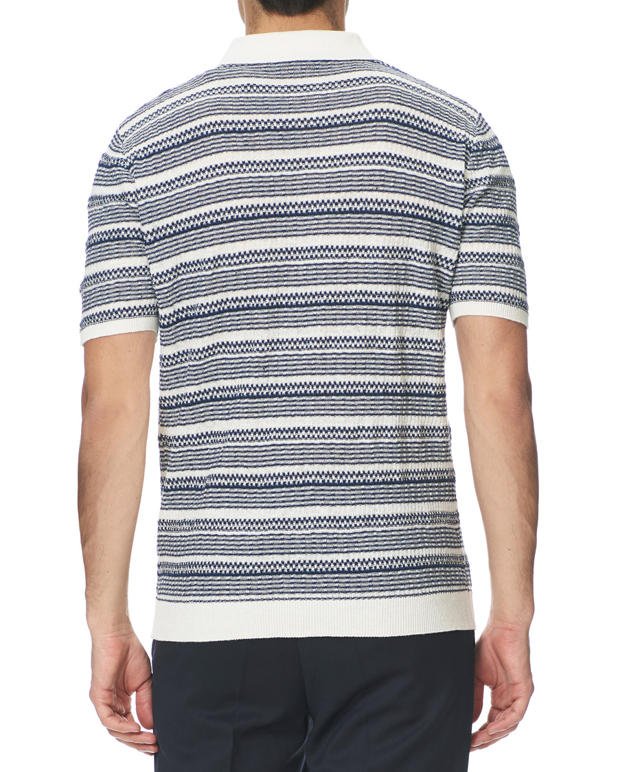 Herre | Pikéer | Altea | Jacquard Knitted Polo White/Blue