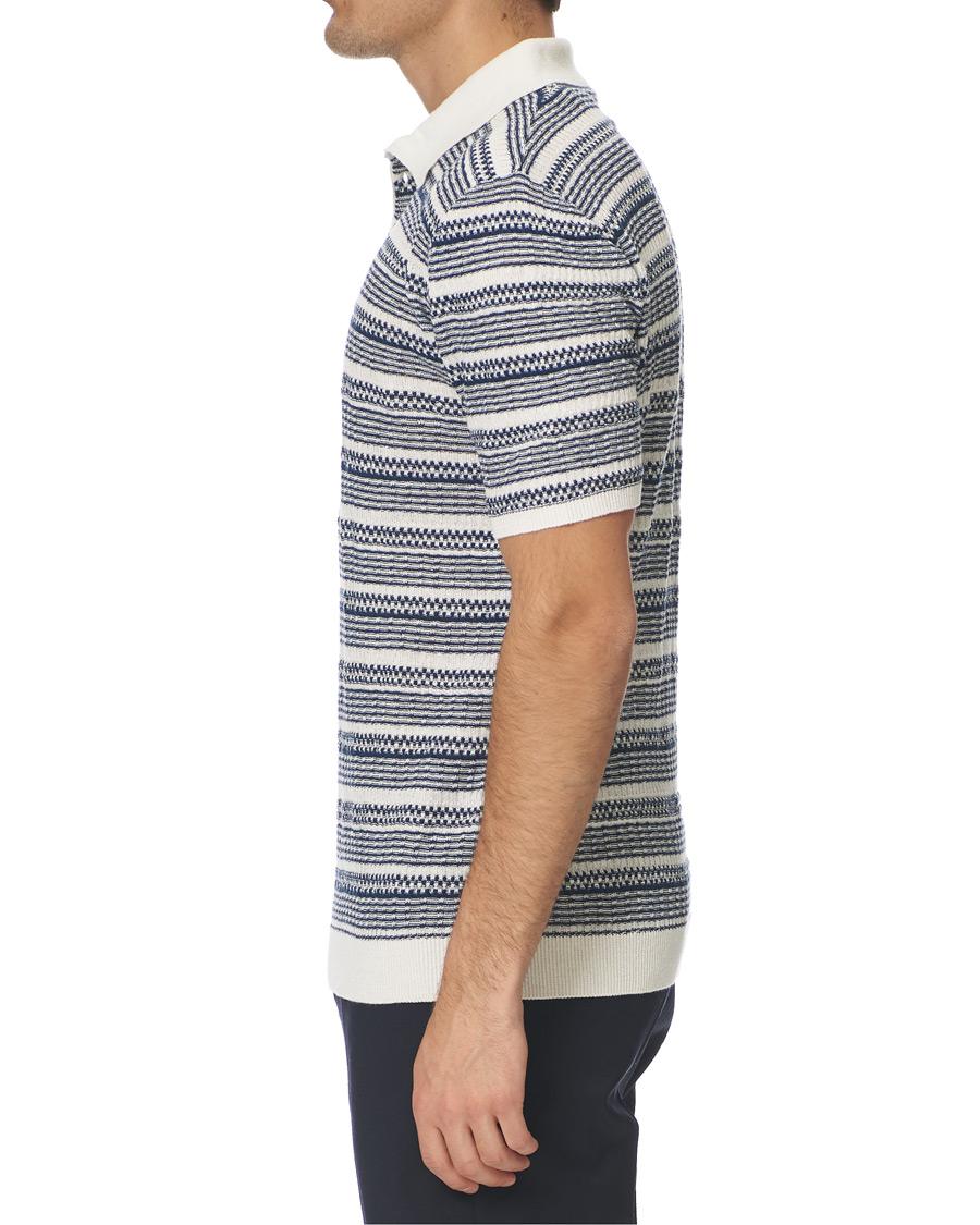 Herre | Pikéer | Altea | Jacquard Knitted Polo White/Blue