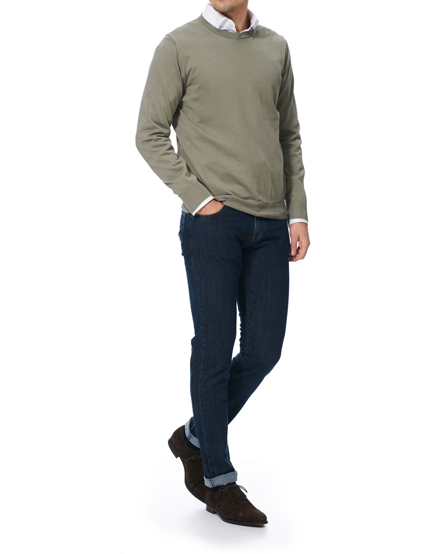 Herre | Gensere | Canali | Cotton Crew Neck Sage