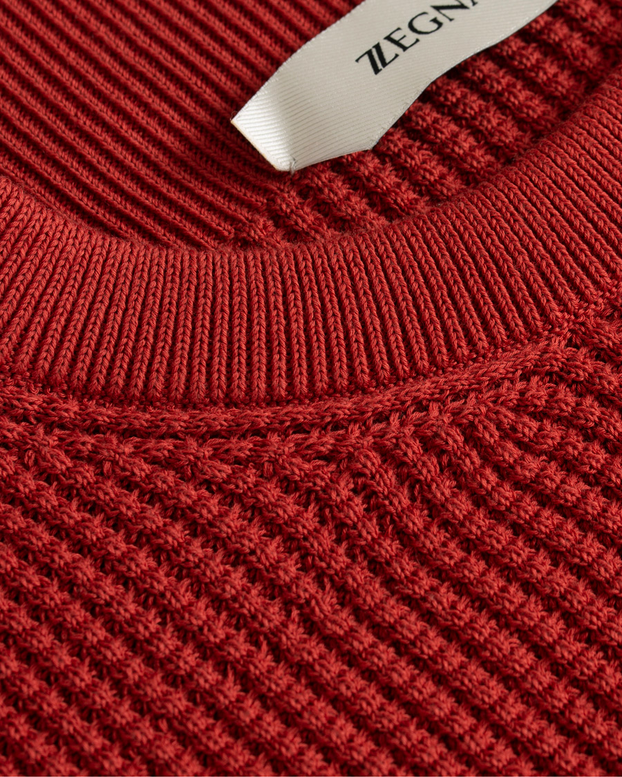 Herre | Gensere | Z Zegna | Waffle Knitted Sweater Dark Orange