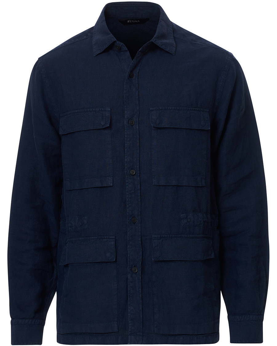 Herre | Jakker | Z Zegna | Sahariana Linen Overshirt Navy