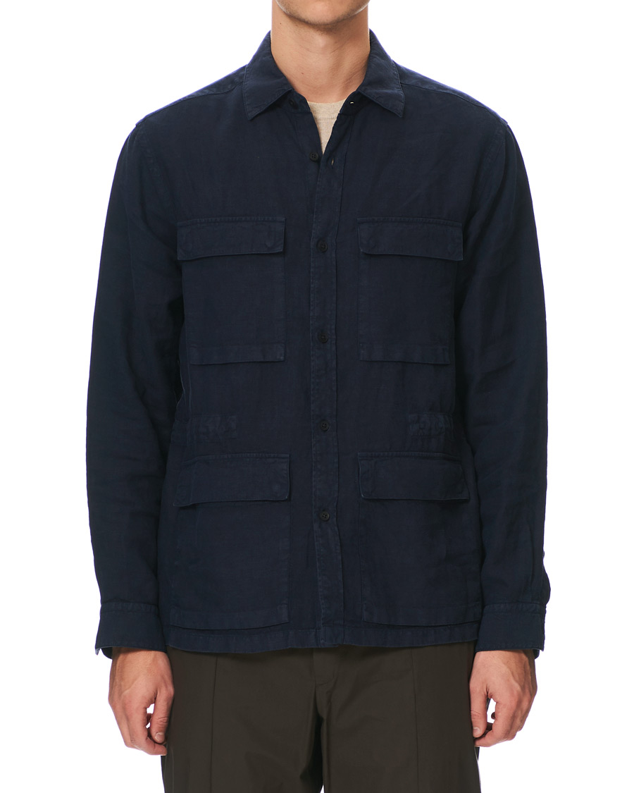 Herre | Jakker | Z Zegna | Sahariana Linen Overshirt Navy