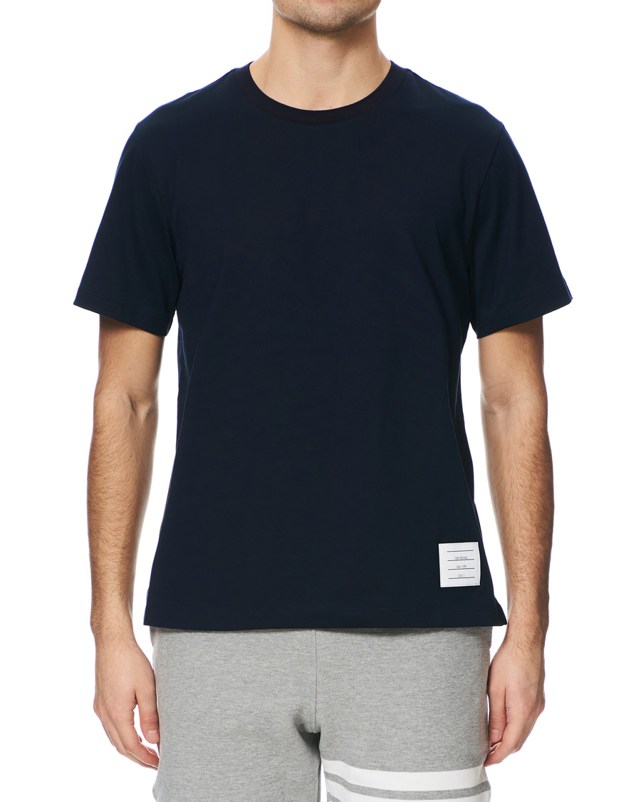 Herre | T-Shirts | Thom Browne | Side Slit Short Sleeve T-Shirt Navy