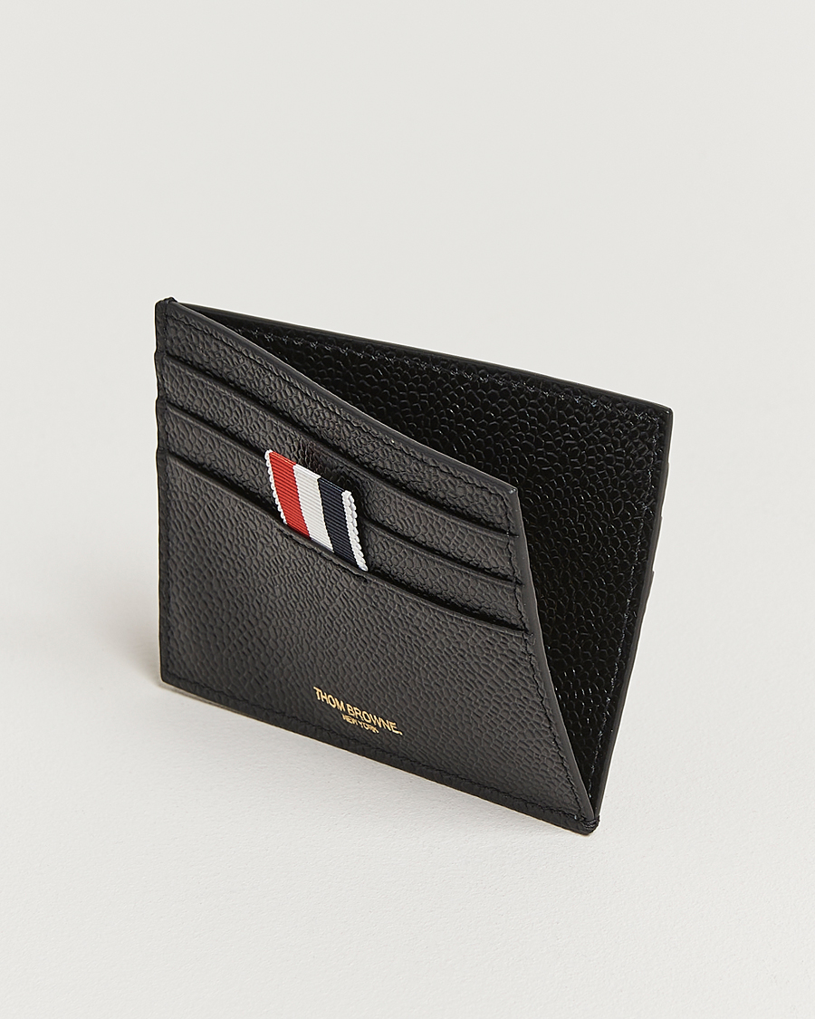 Herre | Thom Browne Pebble Grain Single Card Holder Black | Thom Browne | Pebble Grain Single Card Holder Black